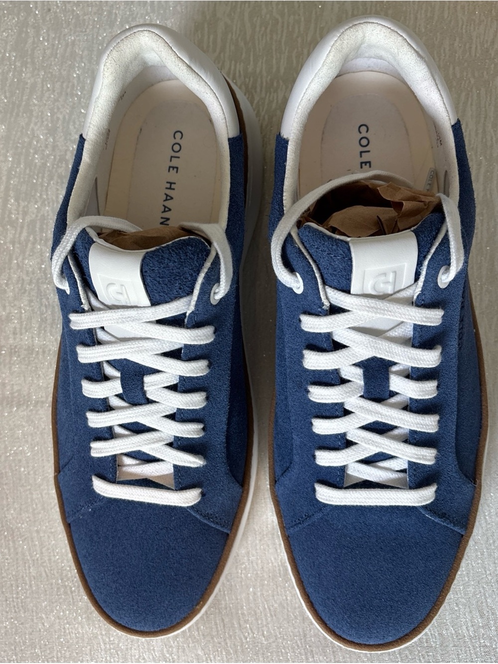 Cole Haan Blue Suede Low-Top Sneakers with White Laces Sz 9.5